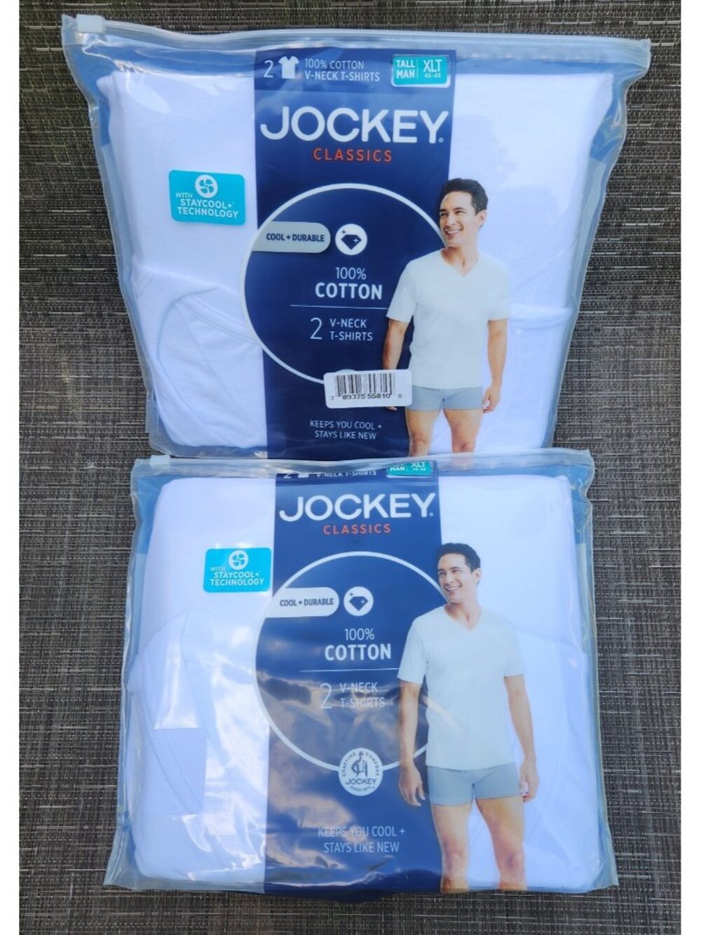 2 Jockey Mens Tall Man Classic V Neck 2 Pack XLT T-Shirts 100% Cotton Brand New